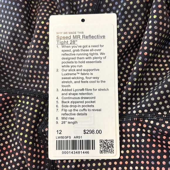 Lululemon Speed MR Reflective Tight 28” Women’s Size 12 NEW with detached tag! - Picture 2 of 16